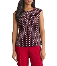 Kasper Printed Cap Sleeve Top