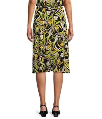Kasper Printed Flared Midi Skirt