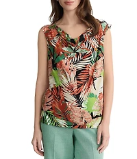 Kasper Printed Jersey Knit Cowl Neck Cami