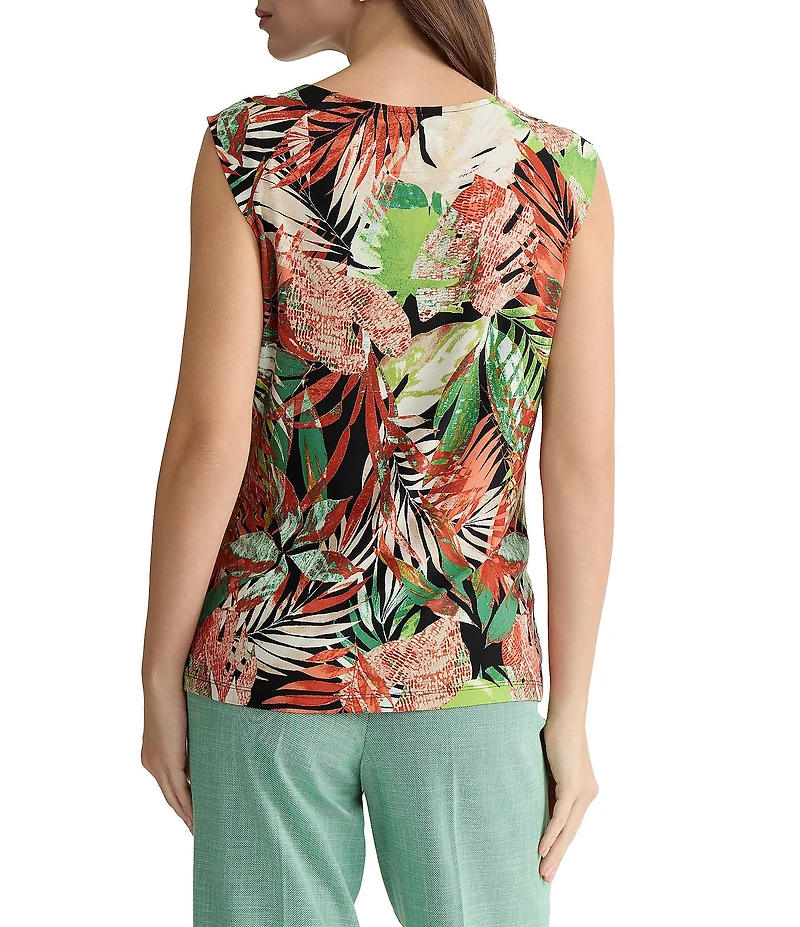 Kasper Printed Jersey Knit Cowl Neck Cami