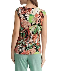 Kasper Printed Jersey Knit Cowl Neck Cami