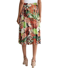 Kasper Printed Jersey Knit Pull On Midi Skirt