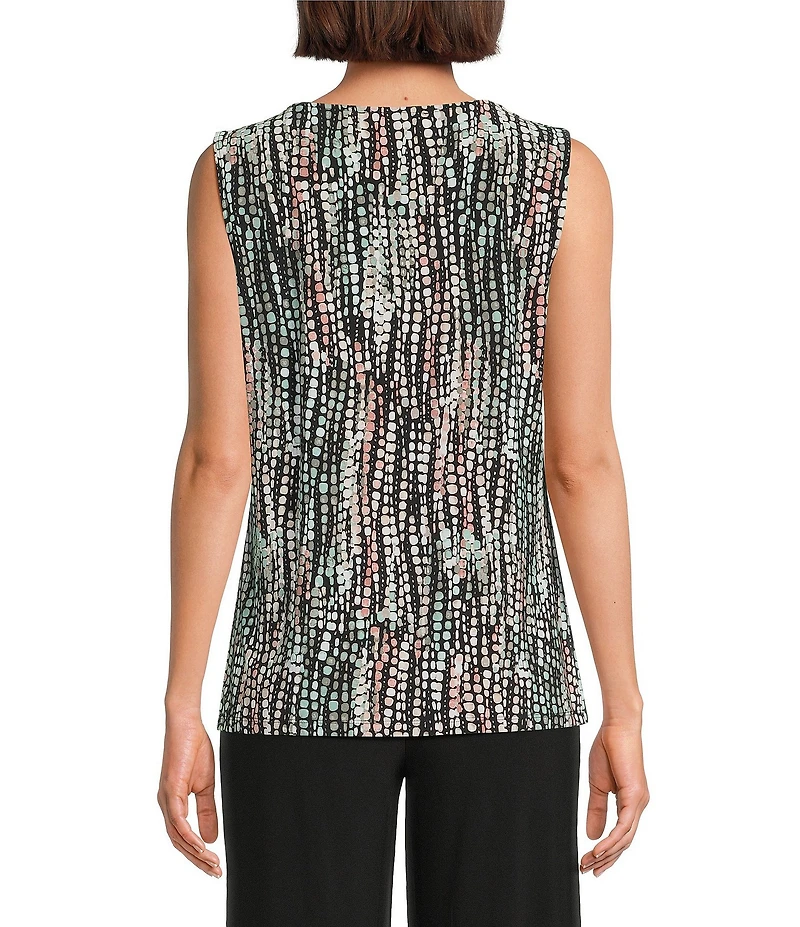 Kasper Printed Keyhole Hardware Neck Sleeveless Top