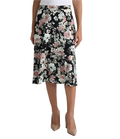 Kasper Printed Midi Flared Skirt
