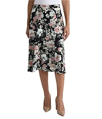 Kasper Printed Midi Flared Skirt
