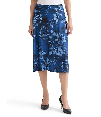 Kasper Printed Midi Flared Skirt