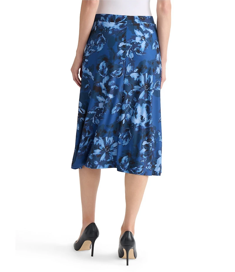 Kasper Printed Midi Flared Skirt