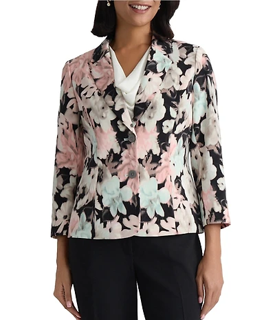 Kasper Printed Two Button Notch Collar Jacket