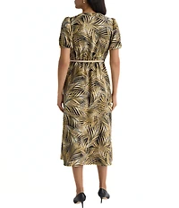 Kasper Puff Sleeve Printed Midi Dress
