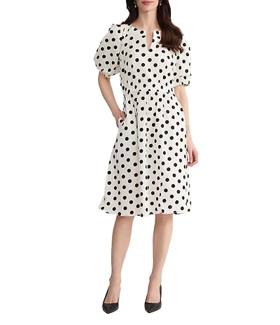 Kasper Puff Sleeve Smock Waist Midi Dress