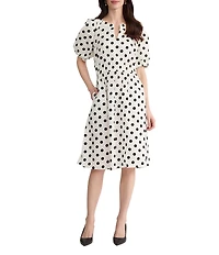 Kasper Puff Sleeve Smock Waist Midi Dress