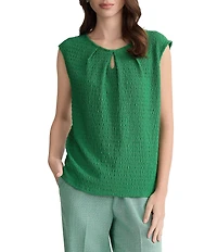 Kasper Ridge Knit Cap Sleeve Blouse