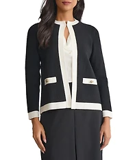 Kasper Round Neck Novelty Stitch Kissing Cardigan