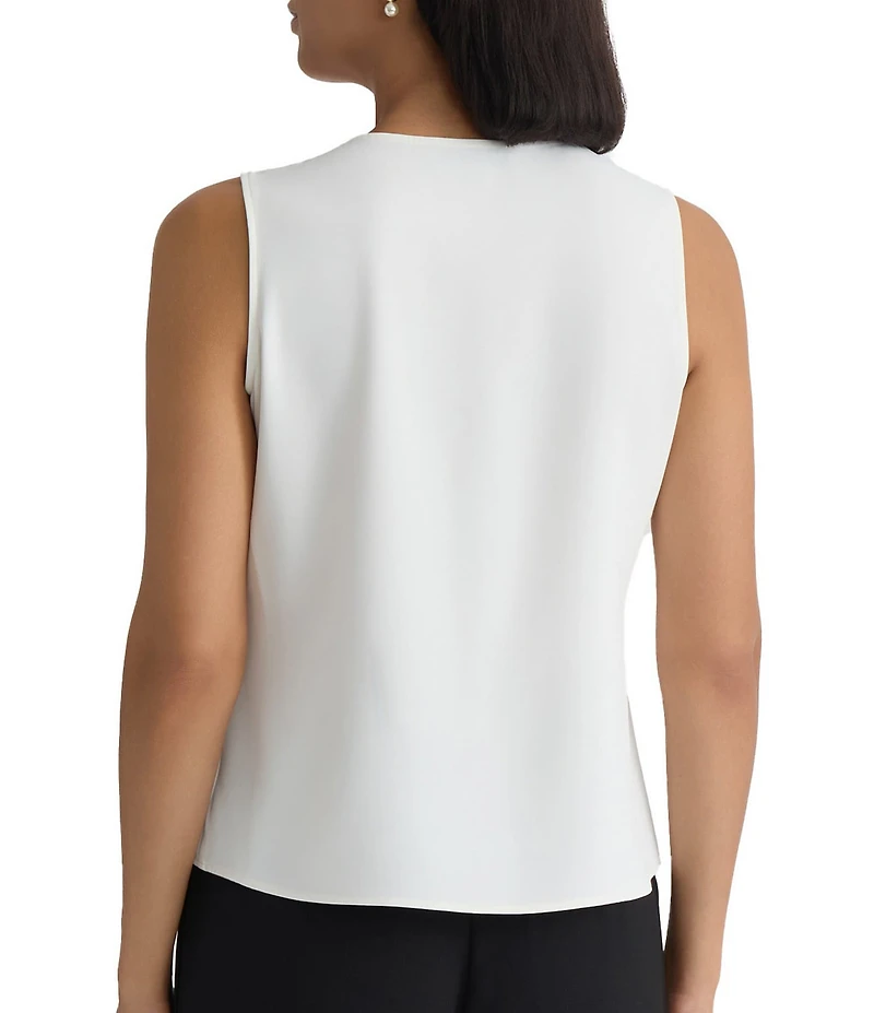 Kasper Ruffle Front V Neck Blouse