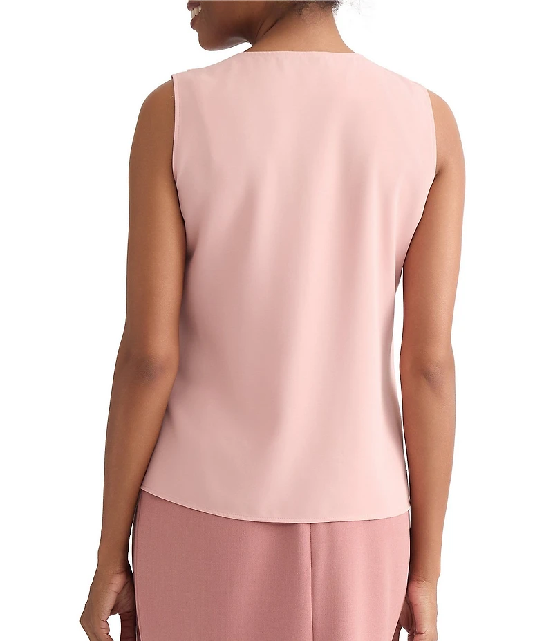 Kasper Ruffle Front V Neck Blouse