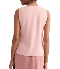 Kasper Ruffle Front V Neck Blouse