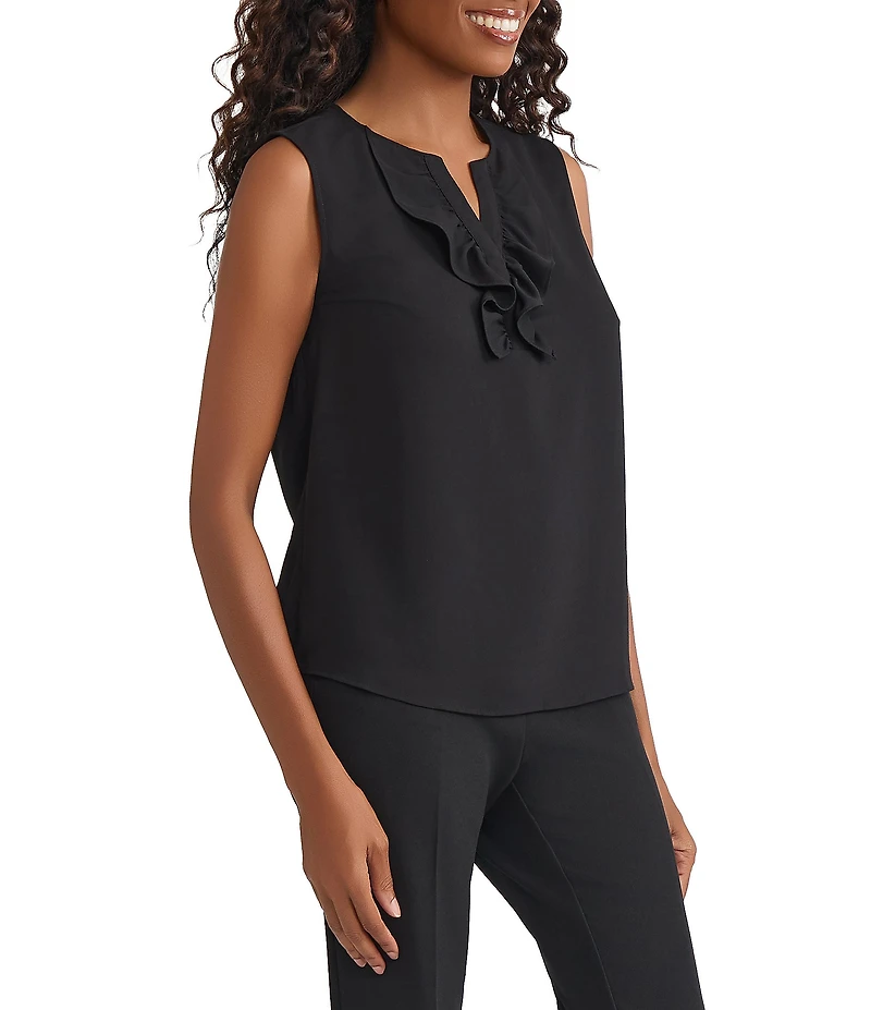 Kasper Ruffle Front Woven Blouse