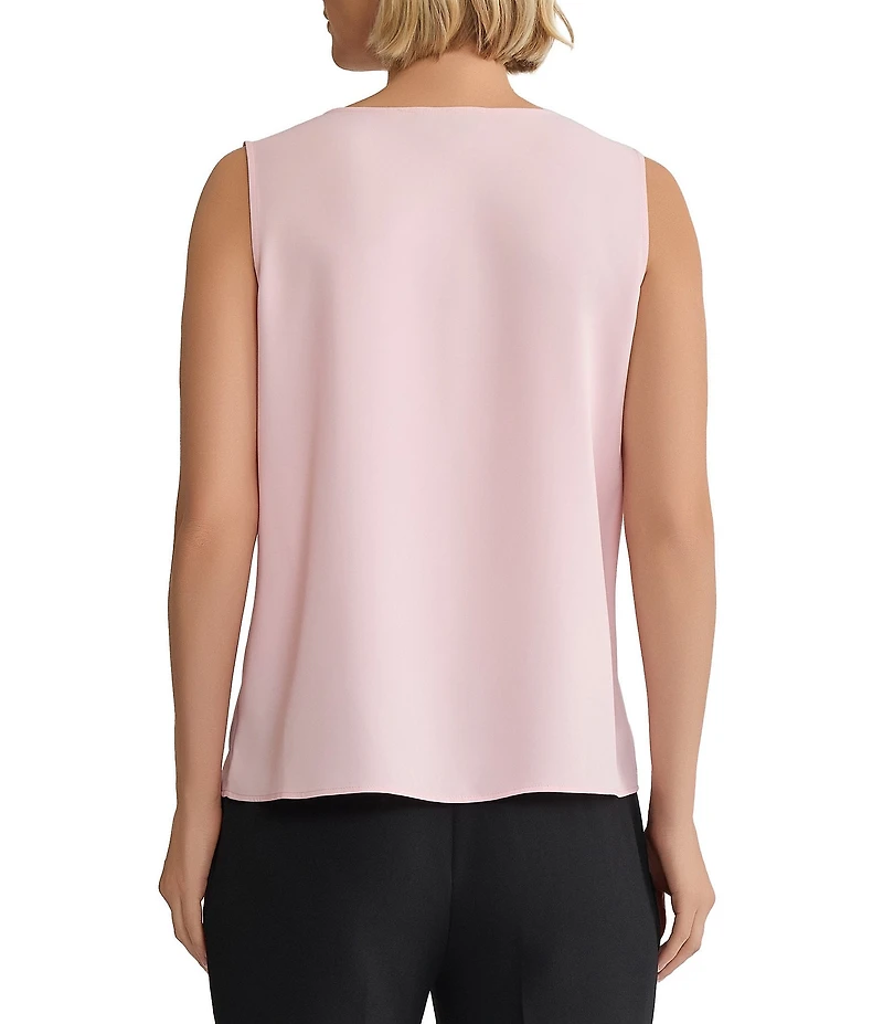 Kasper Ruffle V-Neck Cascade Sleeveless Blouse
