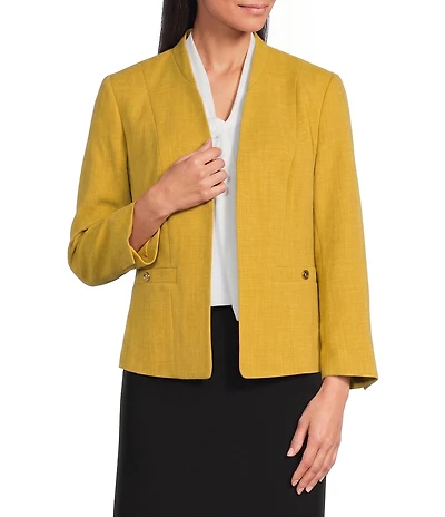 Kasper Seamed Crepe Open Front Jacket