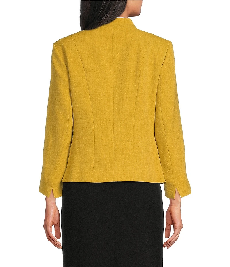 Kasper Seamed Crepe Open Front Jacket