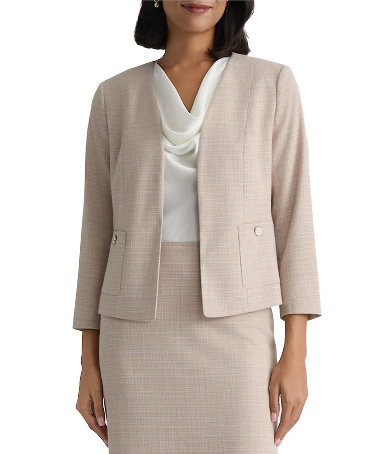 Kasper Seamed Tweed Jacket With Patch Pockets
