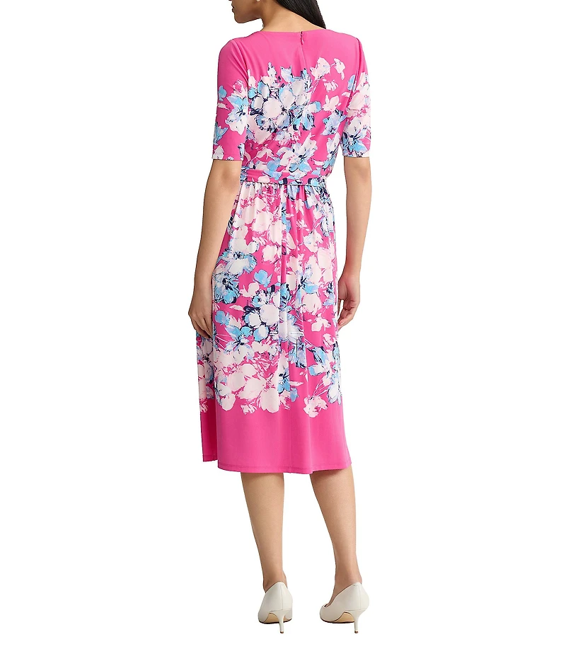 Kasper Shirred Jersey Knit Fit & Flare Midi Dress