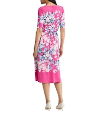 Kasper Shirred Jersey Knit Fit & Flare Midi Dress