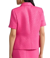 Kasper Short Sleeve 3 Button Jacquard Jacket