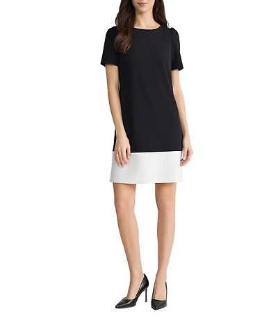 Kasper Short Sleeve Color Block Shift Dress