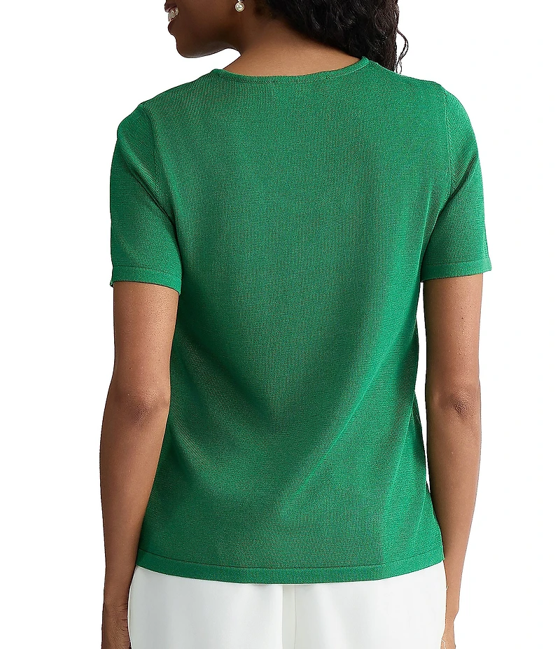 Kasper Short Sleeve V Neck Sweater Top