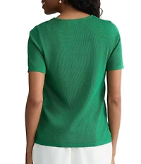 Kasper Short Sleeve V Neck Sweater Top