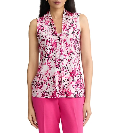 Kasper Sleeveless Bias Bow Tank Blouse