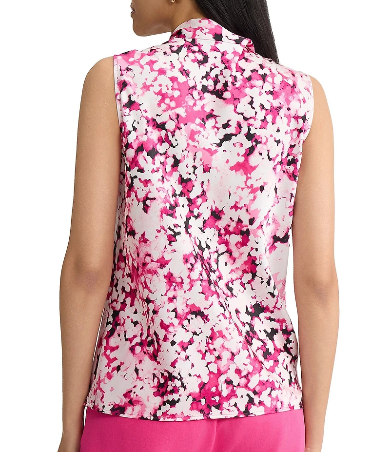 Kasper Sleeveless Bias Bow Tank Blouse