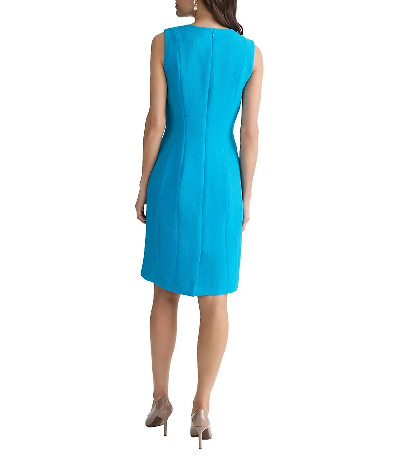 Kasper Sleeveless Crepe Sheath Knee Length Dress