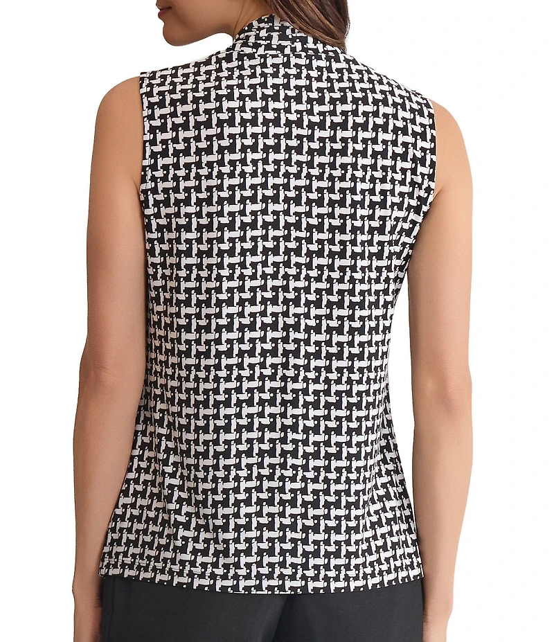 Kasper Sleeveless Knot Front Sleeveless Printed Jersey Knit Blouse