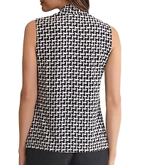 Kasper Sleeveless Knot Front Sleeveless Printed Jersey Knit Blouse