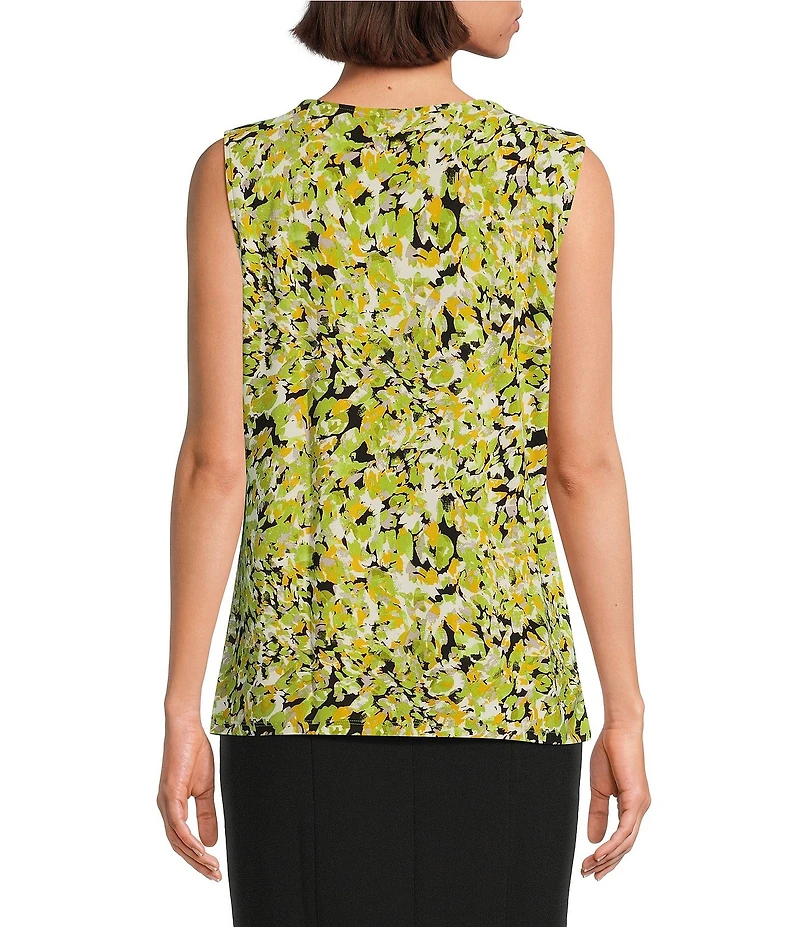 Kasper Sleeveless Pleated Keyhole Neck Top