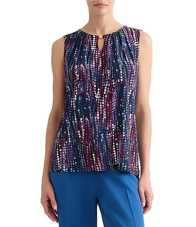 Kasper Sleeveless Pleated Neck Blouse