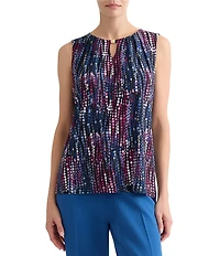 Kasper Sleeveless Pleated Neck Blouse