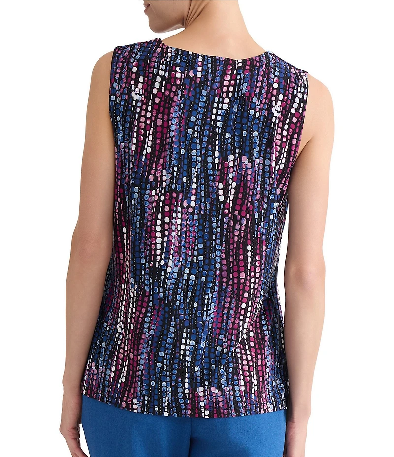 Kasper Sleeveless Pleated Neck Blouse