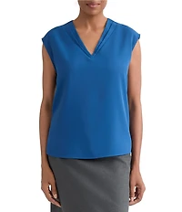 Kasper Sleeveless Pleated Neck Top