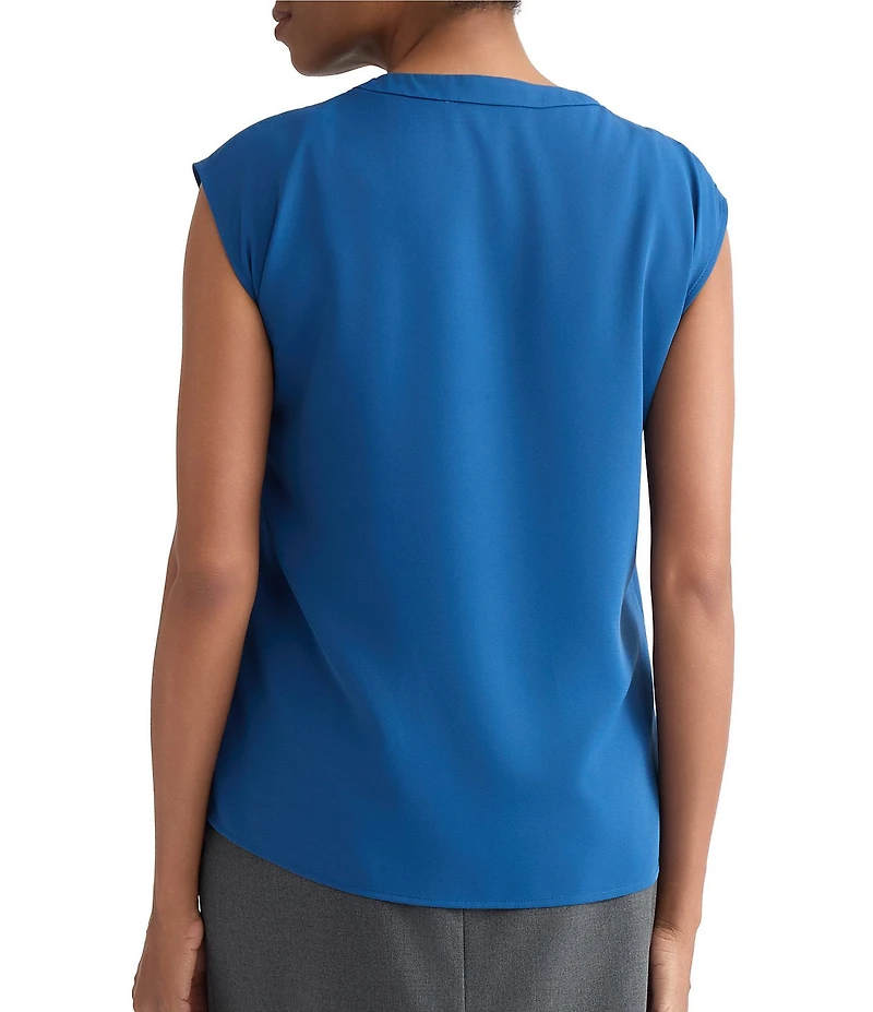 Kasper Sleeveless Pleated Neck Top