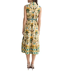 Kasper Sleeveless Printed Poplin Shirt Dress