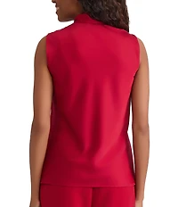 Kasper Sleeveless Satin Tie Neck Blouse