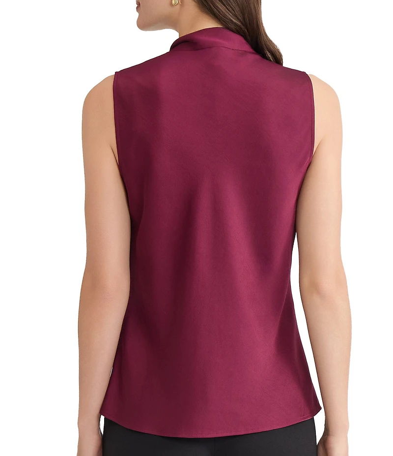 Kasper Sleeveless Tie Front V-Neck Blouse
