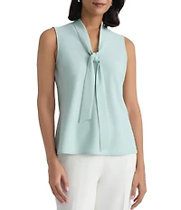 Kasper Sleeveless Tie Neck Blouse