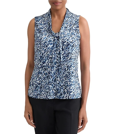 Kasper Sleeveless Tie Neck Blouse