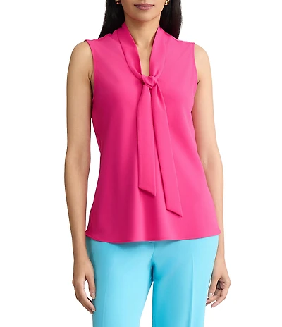 Kasper Sleeveless Tie Neck Blouse