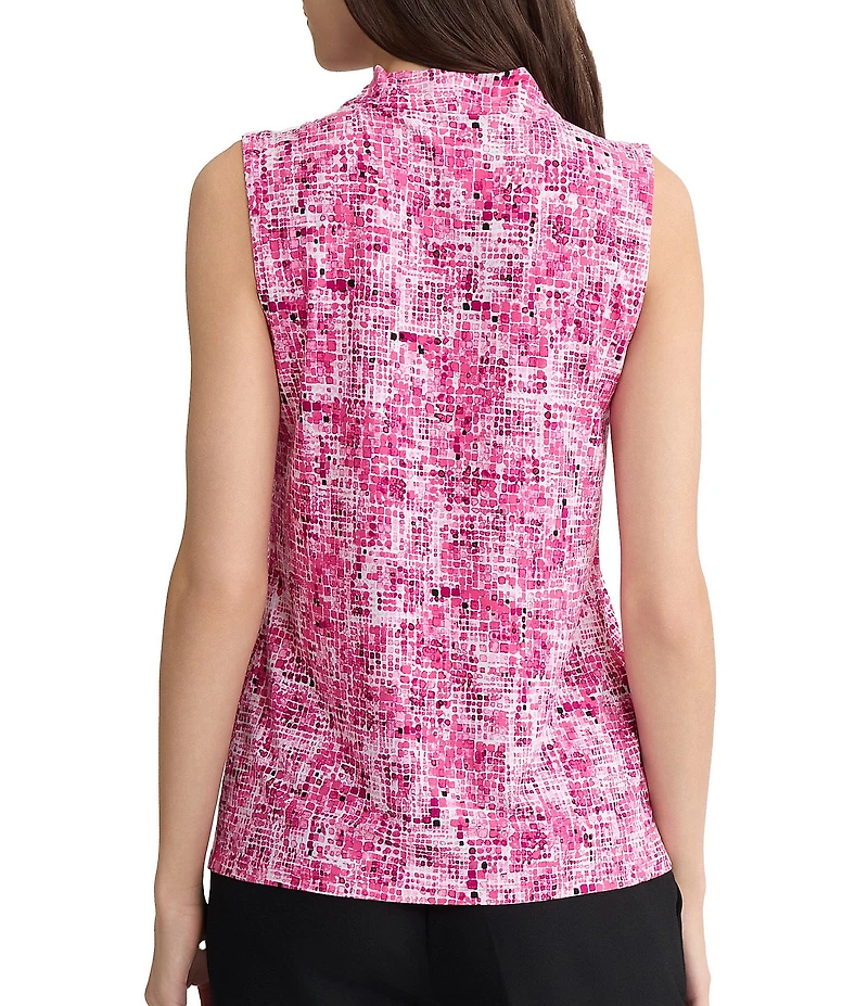 Kasper Sleeveless V Pleated Neck Blouse