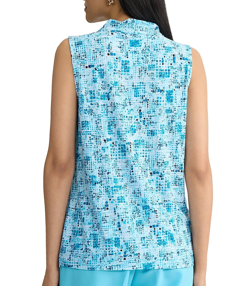 Kasper Sleeveless V Pleated Neck Blouse